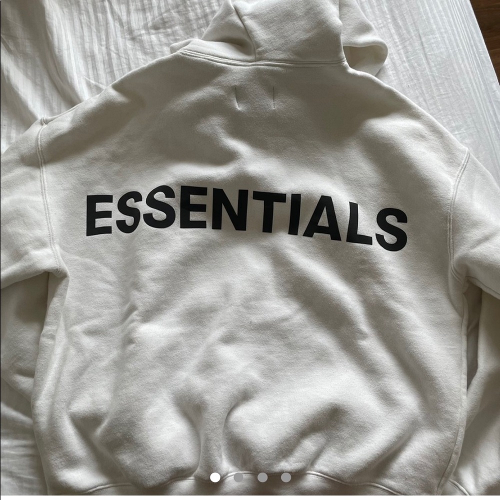 white essentials hoodie